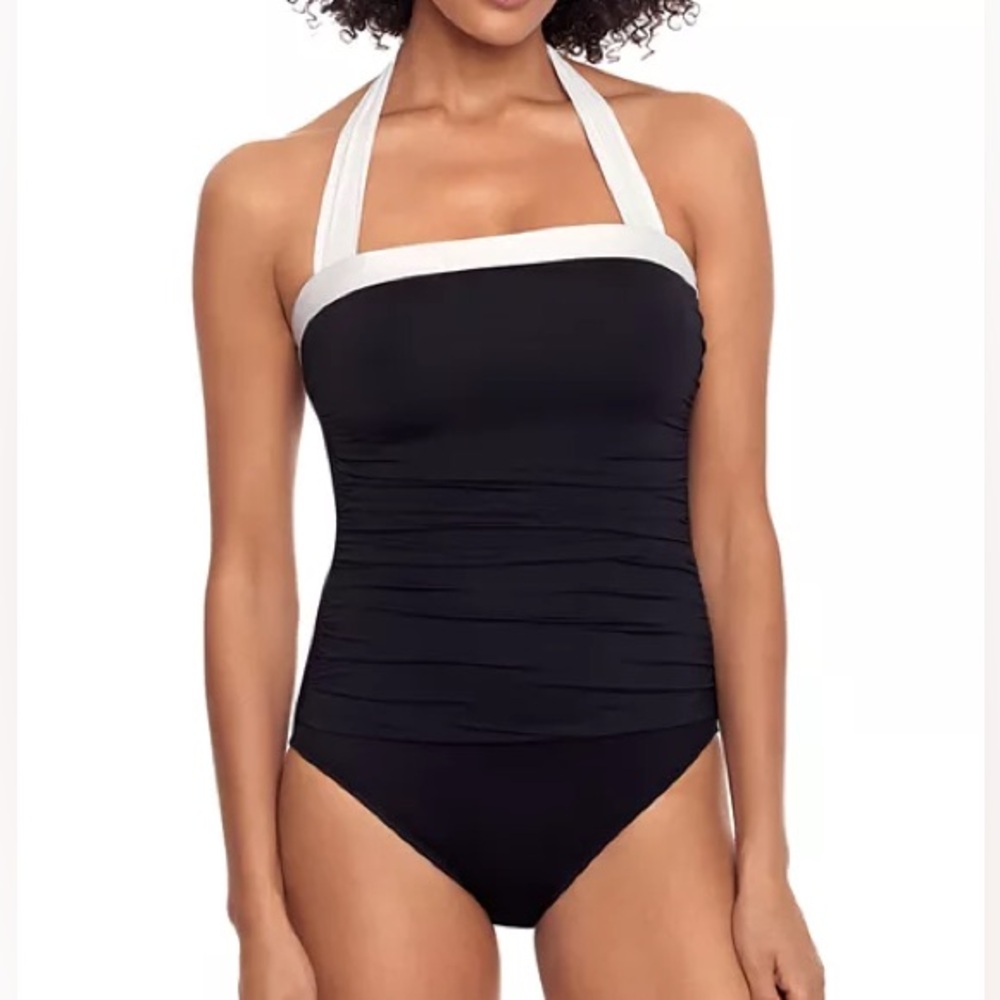 Lauren Ralph Lauren Bel Air One Piece Swimsuit Black White Size 8 NWT